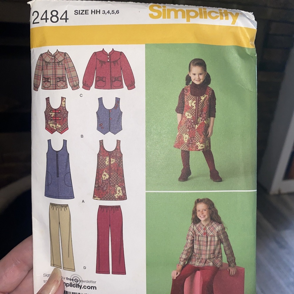 Simplicity 2484 Girls Jacket Dress Vest Pants Sewing Pattern Size 3-6 Cut